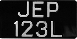 Black and Silver Metal Pressed American Import Size Number Plates 12'' x 6'' (Digit Size 2 1/2'')