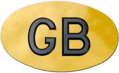 Yellow GB Oval with Raised Black Plastic Riveted Digits 9 1/2'' x 5 3/4'' with 3 1/8'' Digits
