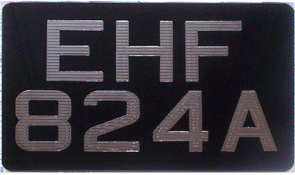 Ribbed Silverline Digits on Black Acrylic Motorcycle Number Plates (Digit Size 2 1/2'') Sizes Available: (9'' x 6'') (6 1/2'' x 6 1/2'') (9 1/2'' x 6 1/2'') (7 1/4'' x 6 1/2'') (9'' x 7'')